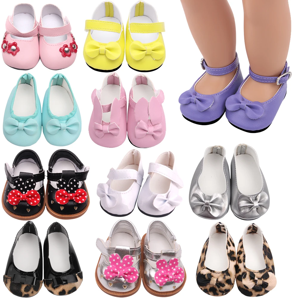 Bonitos zapatos de muñecas con velcro y lazo, zapatos de princesa americanos de 18 pulgadas para niñas, accesorios de juguetes para niños, zapatos de vestir