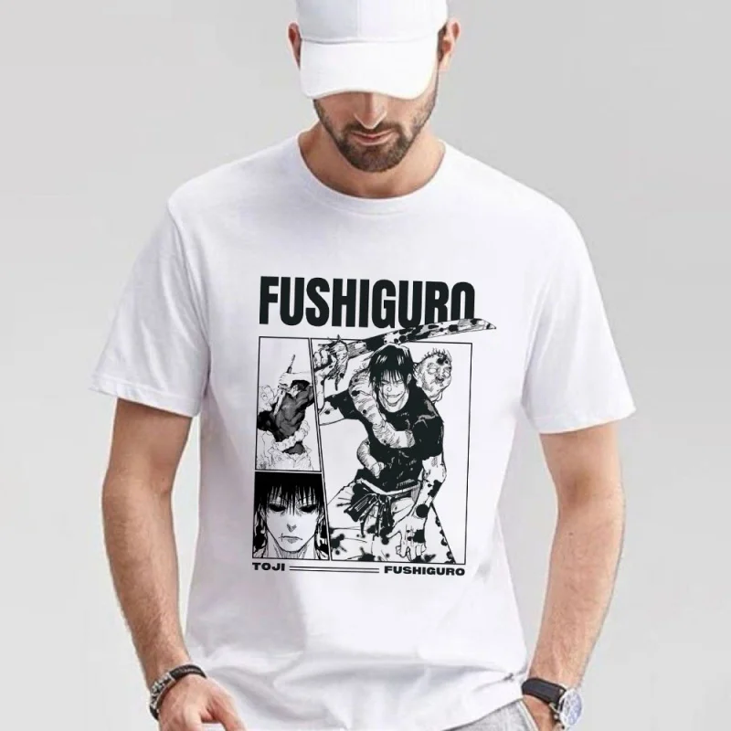 

0309 Toji Fushiguro Anime T shirt Jujutsu Kaisen Manga Men's print Graphic Tee Shirt 100% cotton Y2K clothes All size tops S-6XL