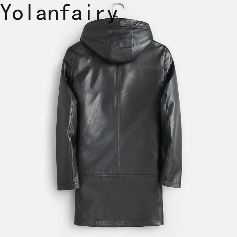 YOLANFAIRY Leather Jackets Men Genuine Goat Skin Men\'s Clothing Fashion Winter Long Mink Liner Fur Coats New Jaqueta Masculina