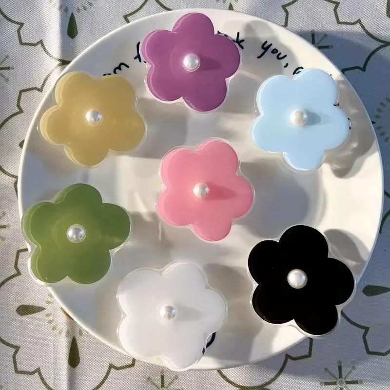 

Clear Acrylic Solid Color Flower Mobile Phone Holder Creative Lazy Desktop Support Back Sticker Mobile Phone Ring Stand