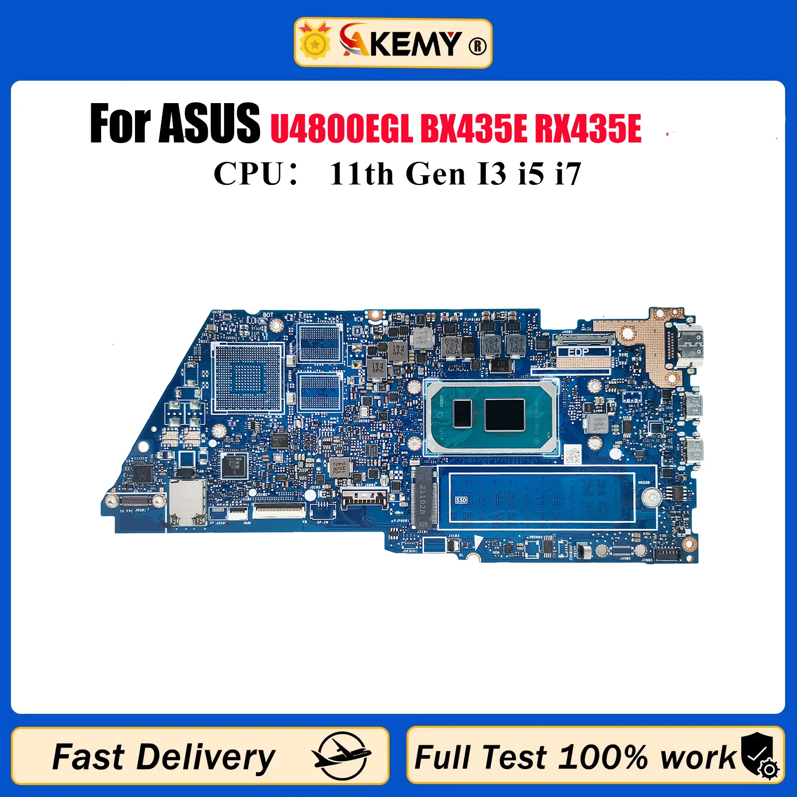 

UX435EA Материнская плата для ноутбука ASUS ZenBook UX435E U4800EGL BX435E RX435E UX435EA UX435EG Материнская плата с 11-го поколения I3 i5 i7 stk
