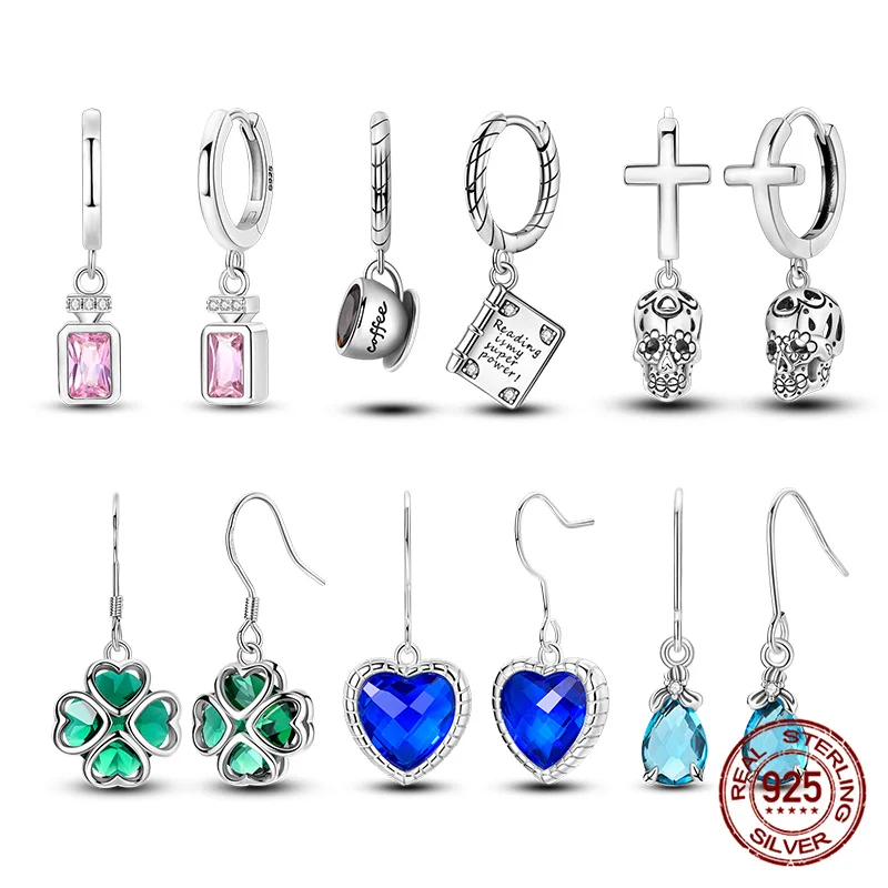 Pendientes de plata de ley 100% 925 con cola de Oriole para mujer, aretes de circonita con forma de flor, adecuados para compromiso de novia, regalo del Día de San Valentín