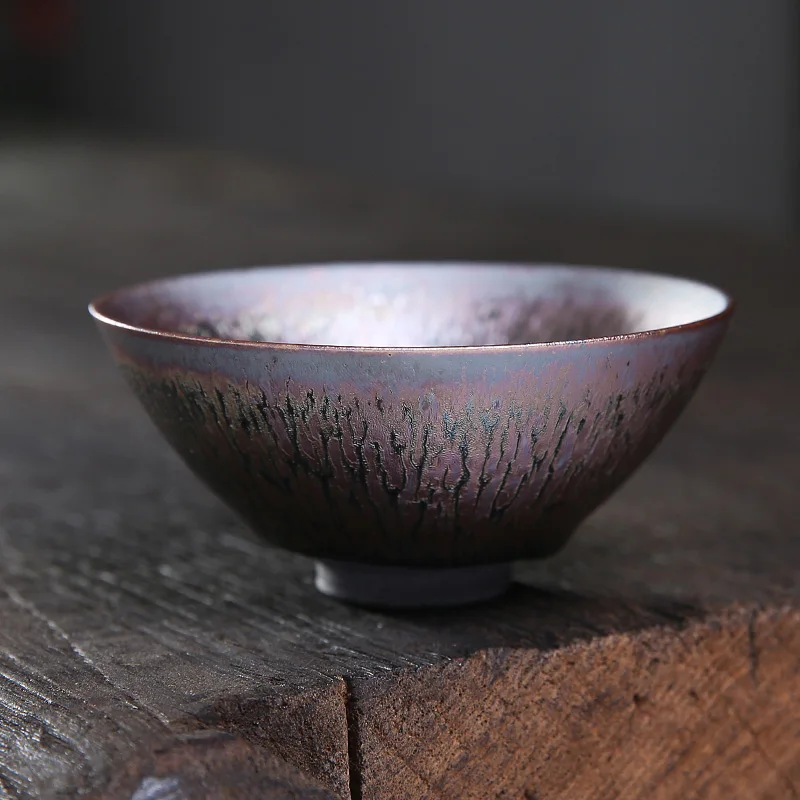 Jian Zhan Teacup Temmoku Glaze Jianzhan Tea Cup Tea Bowl Enameled Cast Supportable Tea Cup Cup