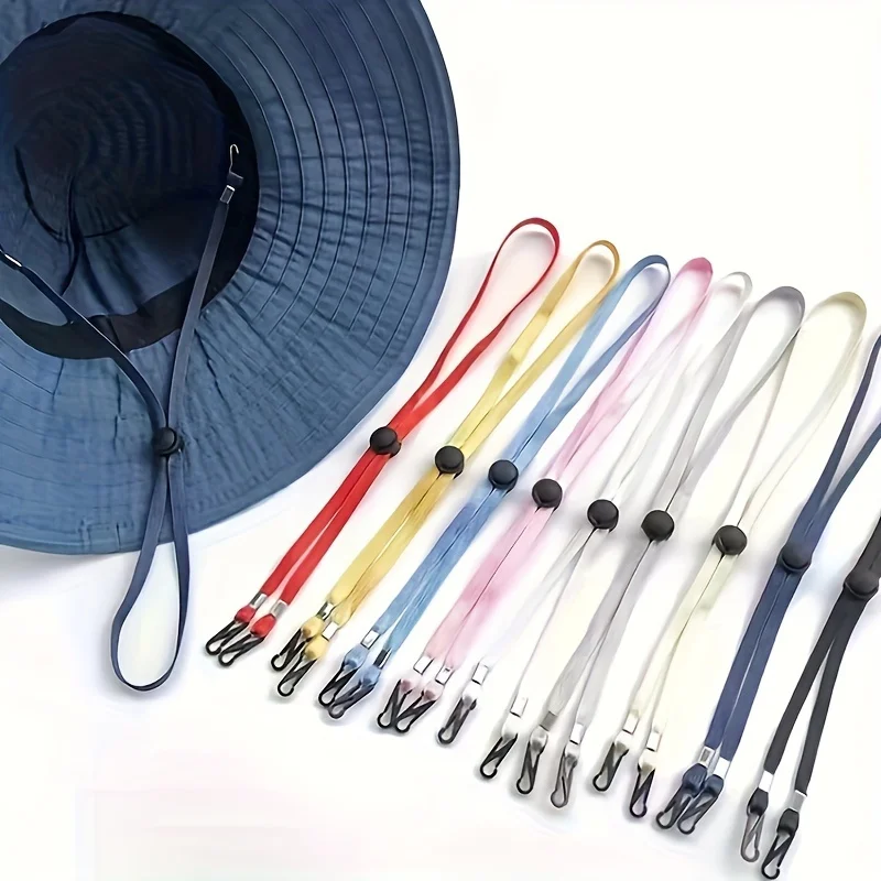 15Pcs Mixed Color Anti-lost Windproof Hat Strap Extended Secure Lanyard for Straw Bucket Sun Hat Summer Outdoor Activities