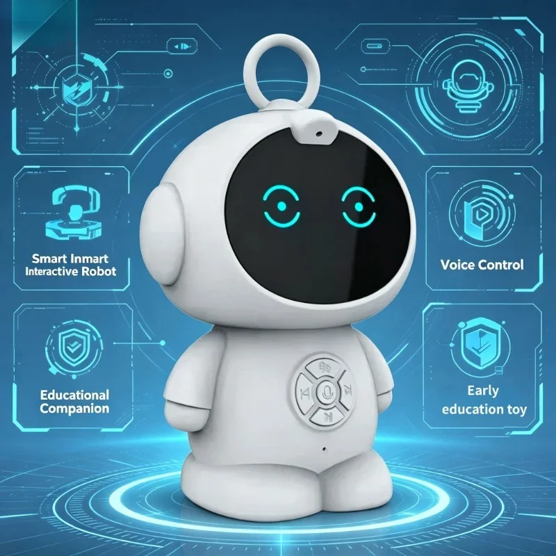 Robot intelligent IA WiFi pour l'éducation précoce des enfants, reconnaissance vocale et machine d'apprentissage éducative interactive.