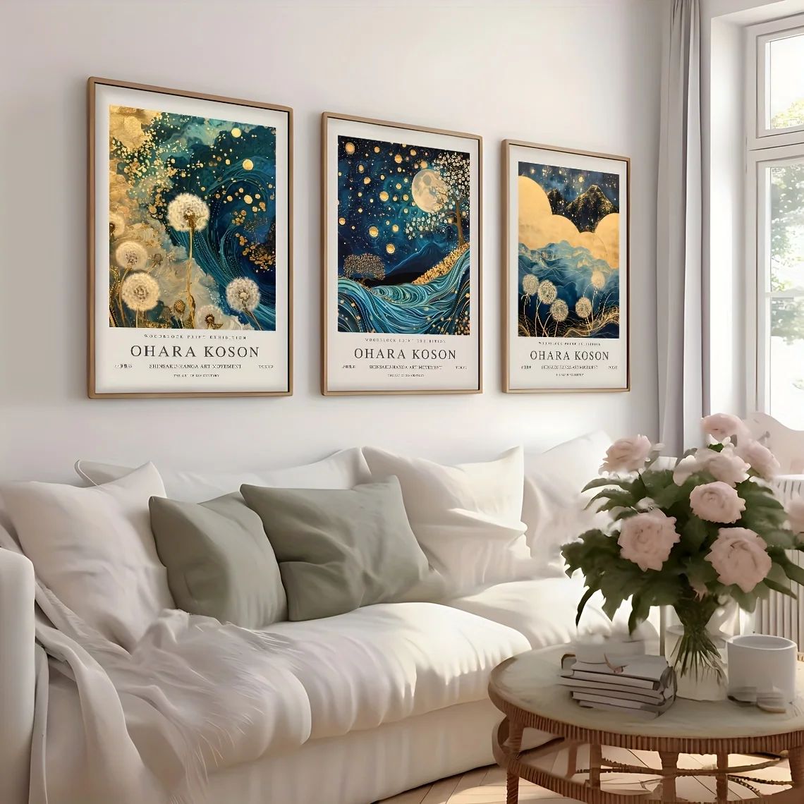 1/3pcs Japan OHARA KOSON Plant Landscape Canvas Print Mountain Night View Wall Art Poster for Modern Living Room Home Decor
