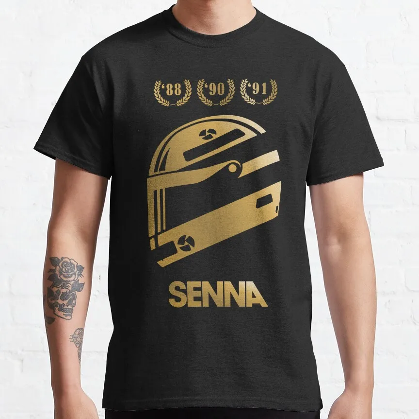 

Ayrton Senna The Legend Formula 1 F1Racing sennna forever 100% cotton Ayrton Senna Helmet graphic T-Shirt plus size clothing