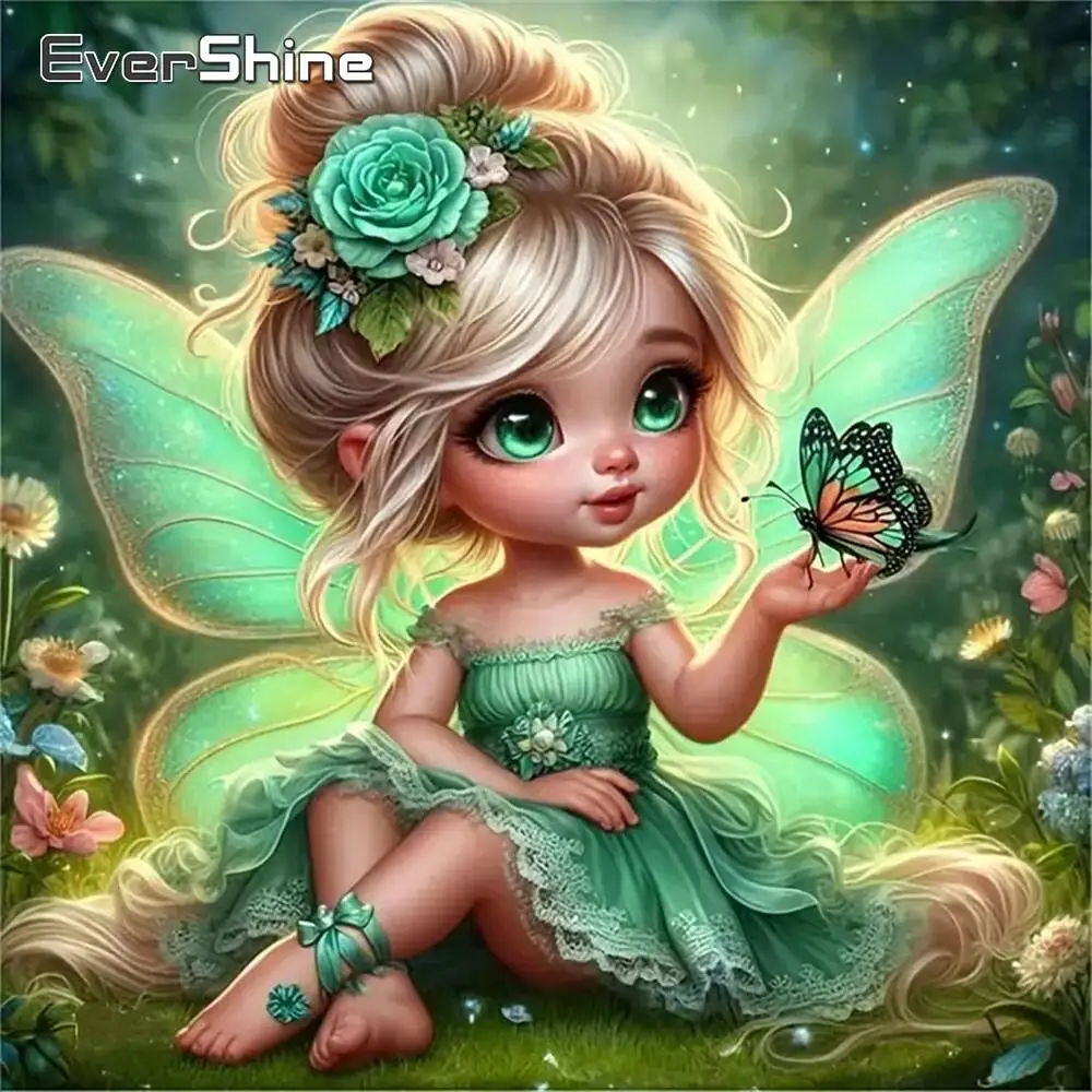 Evershine DIY Diamond Embroidered Elf Picture Rhinestone Full Square Diamond Painting Girl Portrait Mosaic Home Decor