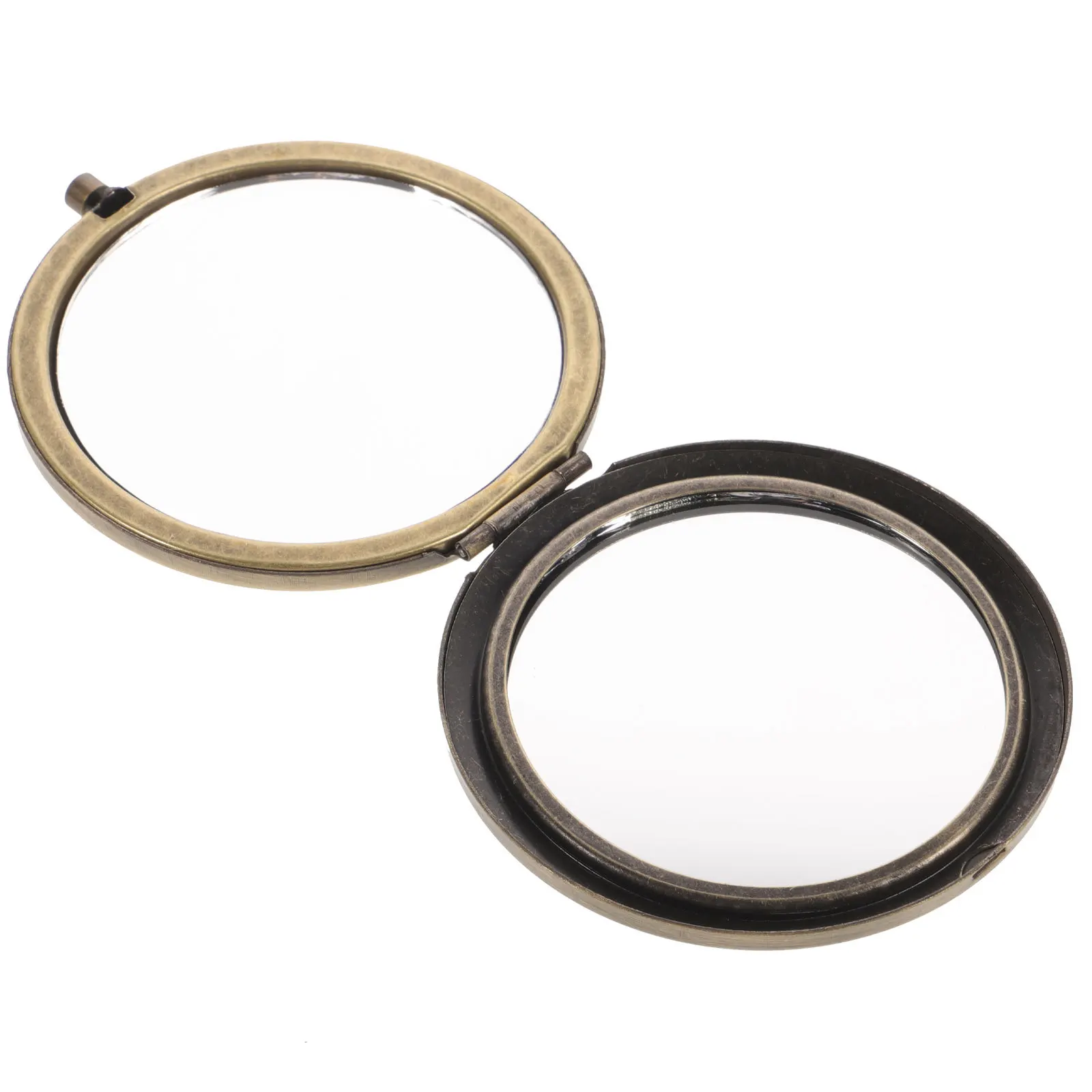 Retro opvouwbare make-upspiegel draagbaar houten metaal rond voor vrouwen compact lichtgewicht elegant ontwerp heldere reflectie reizen