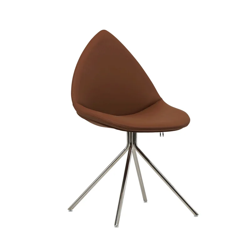 #Modern Italian Simulated Leather Dining Chair Water Drop-Shaped Simple Leisure Backrest for Home Furniture Makeup Ins Internet