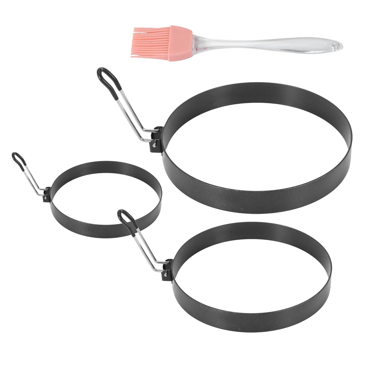 Non Stick Egg Rings,4 In&6 In&8 in Pancake Rings,Fried Egg Poacher Egg Cooking Mold with Oil Brush for Egg Omelet Muffin