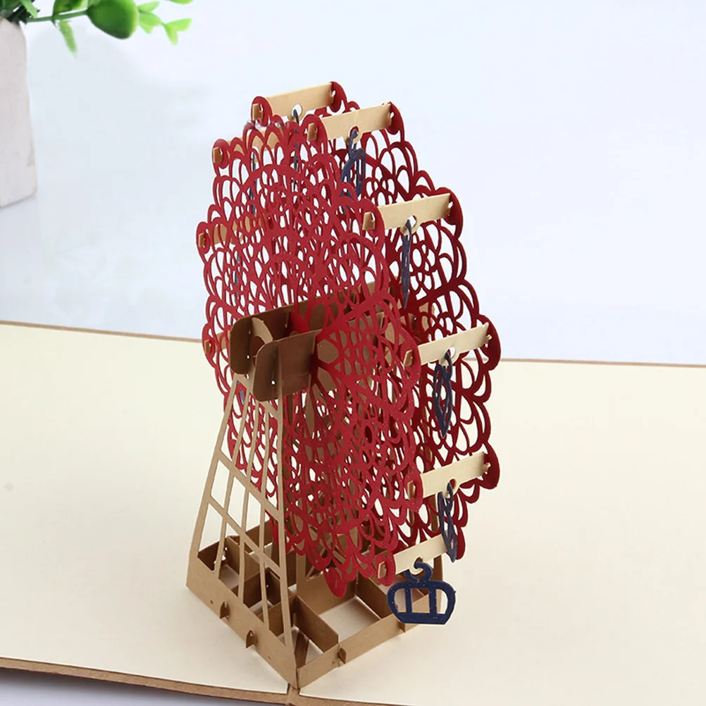 3D Ferris Wheel Greeting Cards 15x15cm Handmade Pop Up Cards Smooth Incisions Meticulous Design Exquisite Craft Valentine Gift