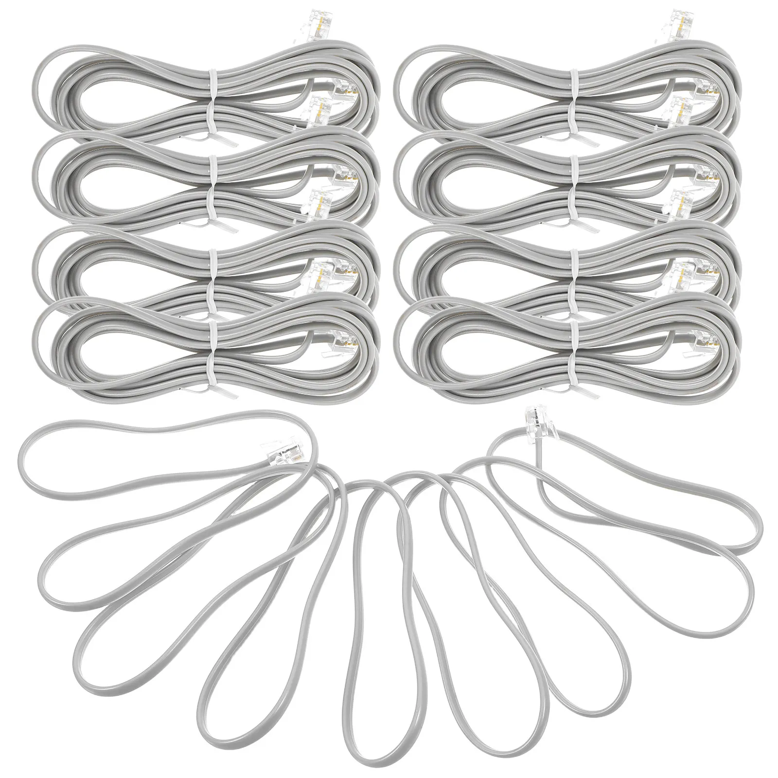 10Pcs Phone Cord Telephone Line Rj11 6p4c Pure Copper Core Flexible Cable for Office Hotel Fax Answering Machine Telephones