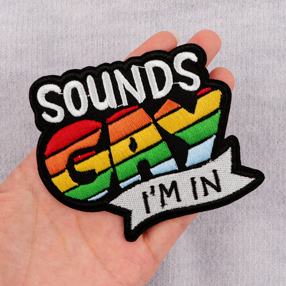 

SOUNDS GAY Patches For Clothing Rainbow Patches Appliques Iron on Badges Clothes Stickers DIY Sewing Embroideriy Stripes