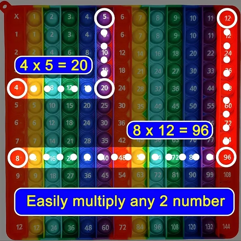 12x12 Multiplication Push Bubble Fidget Toys Kids Learning Educational Toys Multiplication Math Pop Toys