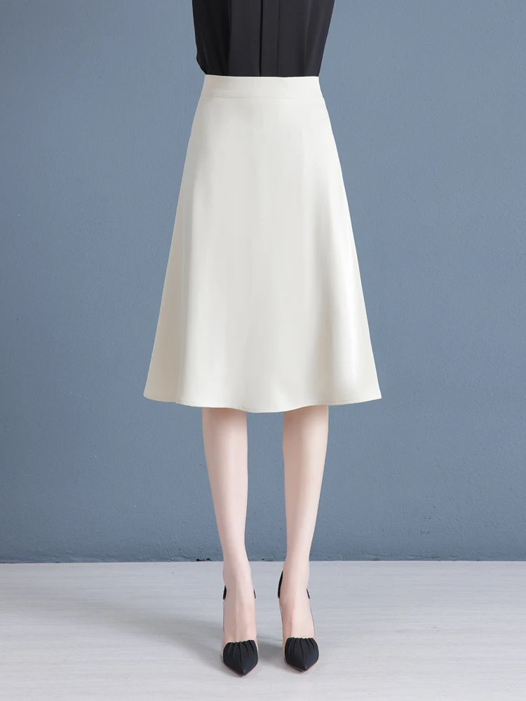 

Business Women's Midi Skirt High Waist A-Line Skirt Summer New Style Korean Version Skin-friendly Breathe Polyester Fiber
