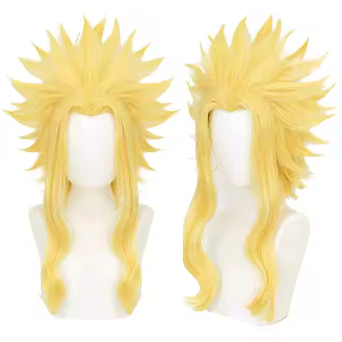 All Might Cosplay Wig Men Fluffy Golden Yellow Wig Cosplay Anime Cosplay Wig Heat Resistant Synthetic Wigs