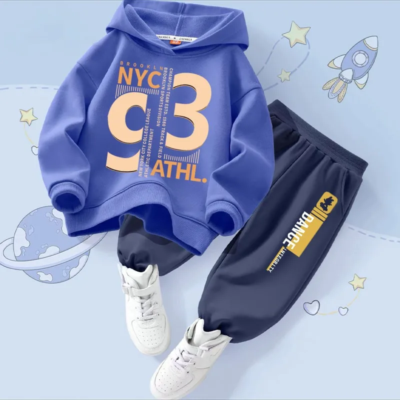 

Children's Spring and Autumn Hooded Sweatshirt and Pants Set 2025 New Boys Athletic Versatile Top and Trousers Two-Piece Set