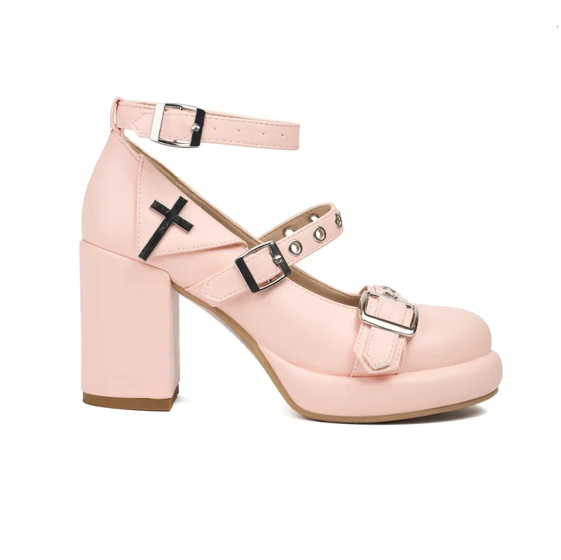 ثلاثة أحزمة حزام مشبك مضخة الأميرة كتلة ، منصة عالية الكعب ، أحذية حفلات الشوارع للفتيات ، الأرجواني والوردي ، 12 ، 13 ، 14 ، 15 ، 16 ، 18 #6