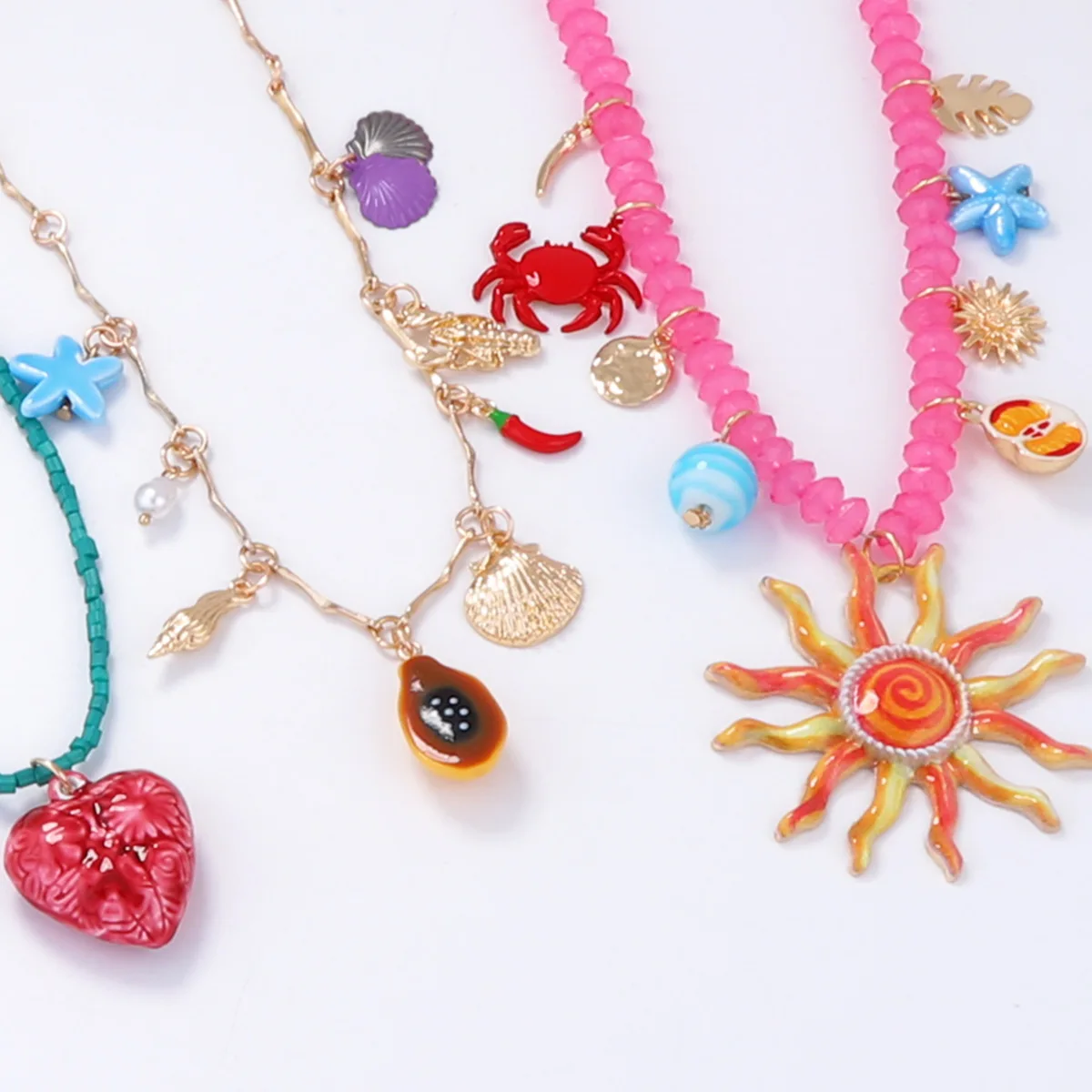 

ZAA Summer Trend Handmade Beaded Sun Flower Charms Necklaces for Women Holiday Party Jewelry Neck Accessories