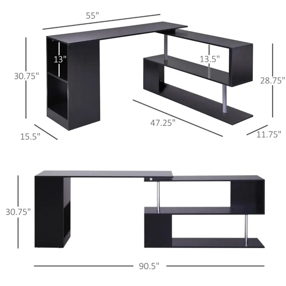 L-Shaped Black Computer Desk | Stylish Home Office Furniture | Fast Shipping Available