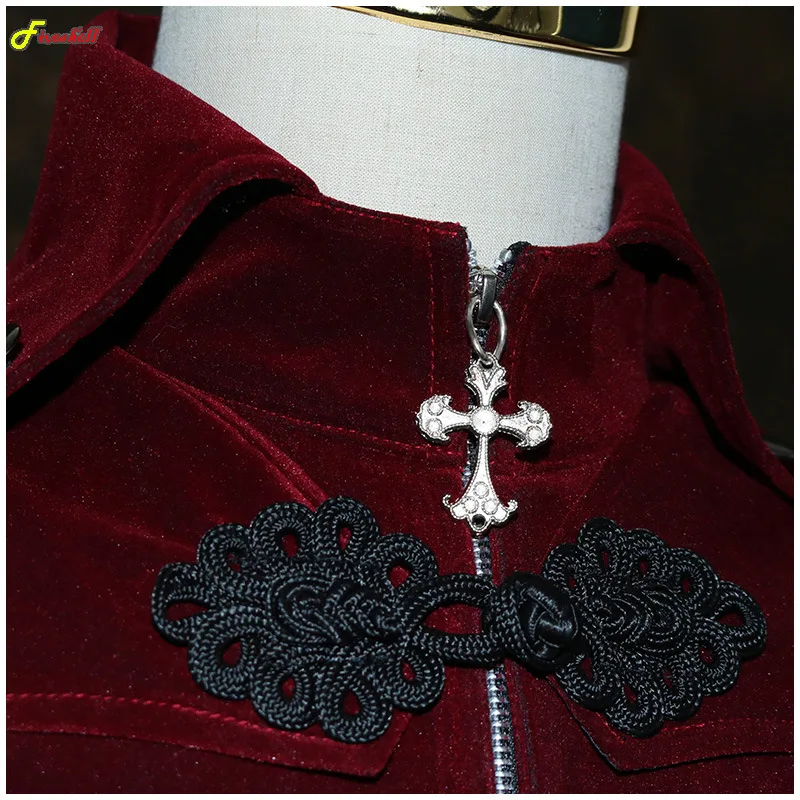 Gótico medieval steampunk castelo vampiro diabo vermelho casaco cosplay traje vitoriano luxo smoking terno trench jackets