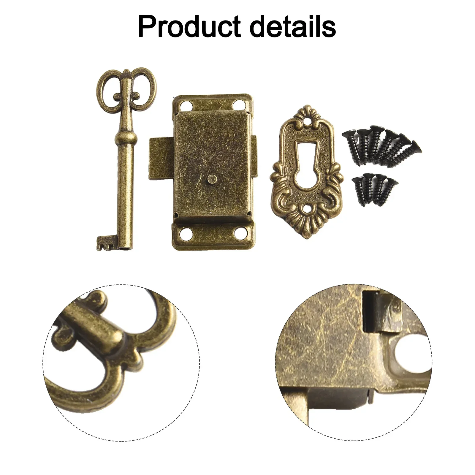 Antique Iron Door Lock Drawer Jewelry Box Cabinet Wardrobe Cupboard Door Lock  + Silver/Black Key Furniture Hardware Accessories