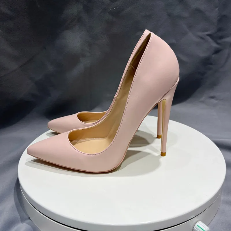 Heelgoo Glossy Pink Women Sexy Pointy Toe High Heel Shoes Elegant Ladies Party Wedding Shoes Cute Stilettos Pumps 12/10/8cm