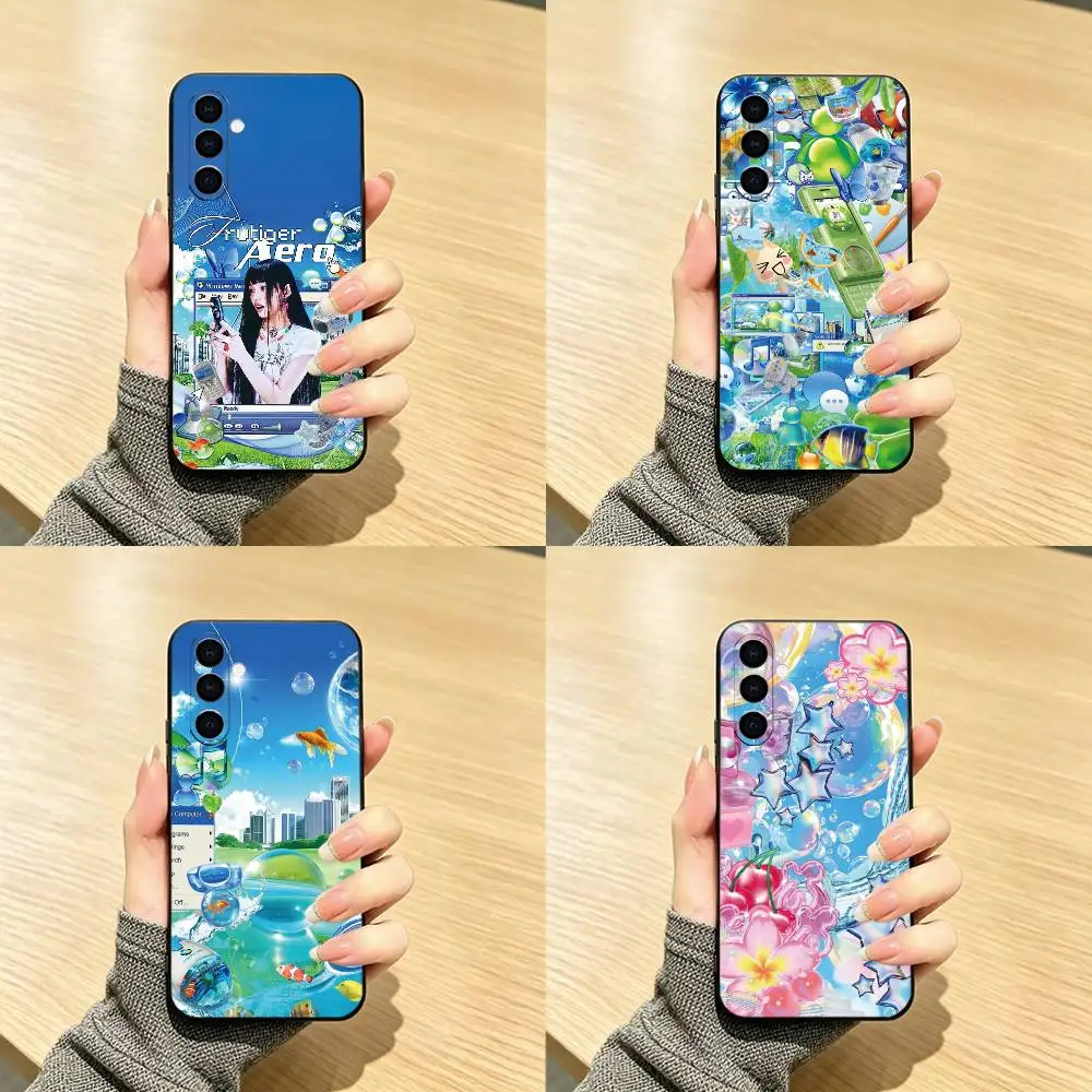 A-ART Frutiger Aero Aqua Nostalgia Phone Case For Samsung Galaxy A73,A72,A71,A70,A53,A52,A51,Others Soft Black Cover