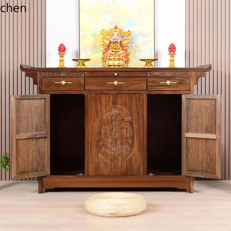 r5.21 Solid Wood Altar  Incense Case Home Use God Table Cabinet Living Room Incense Table Buddha Table Rural Hall Altar