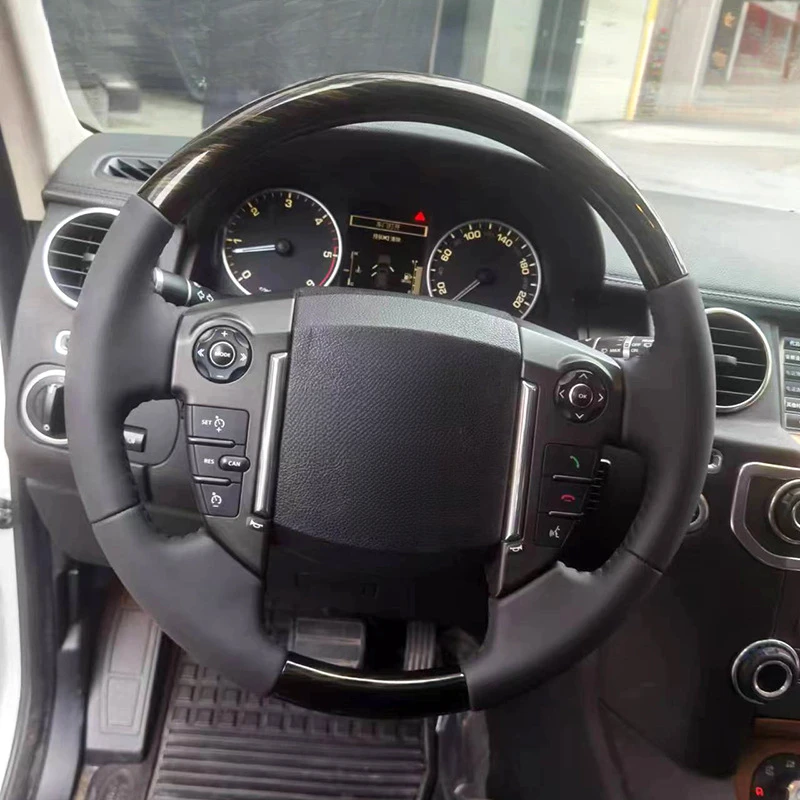 For Land Rover Range Rover Discovery4 Freelander2 3 Steering Wheel Horn Cover Wood Grain Heated Leather Horn Shell
