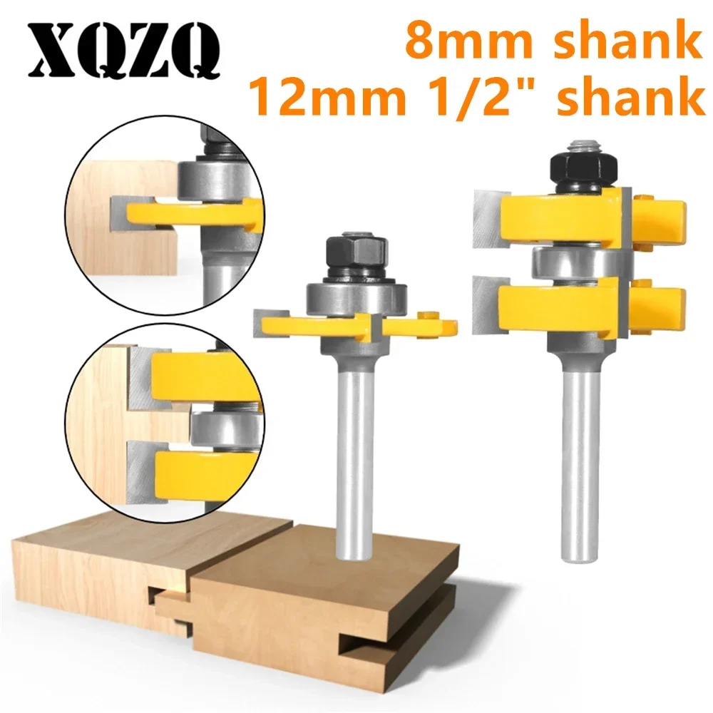 8mm 12mm 12.7mm Shank 2PCS Single Bearing T&G Assembly Router Bit Woodwroking Milling Cutter for Wood Tools