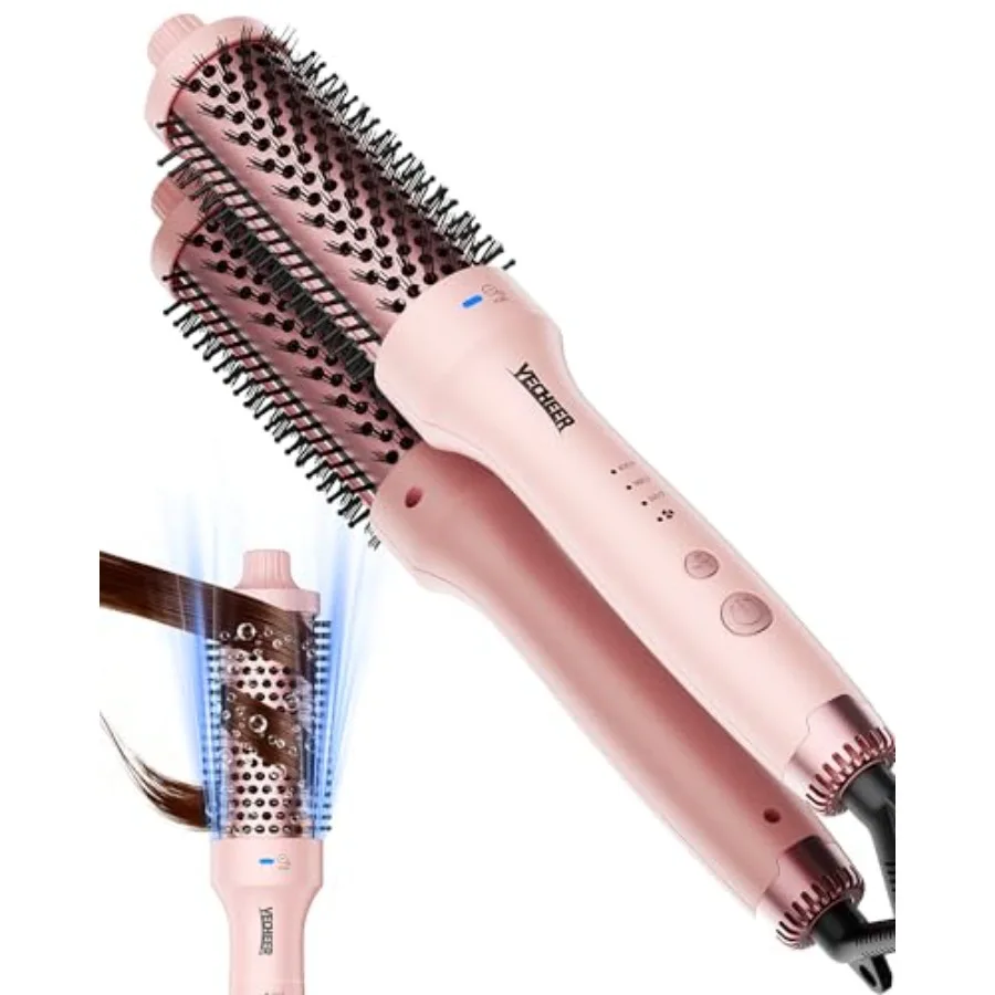 فرشاة حرارية لمظهر النفخ 1.5 بوصة فرشاة مستديرة ساخنة مع 2 × إصدار الأيونات السالبة لجهد أقل جعد مزدوج ساخن Cu