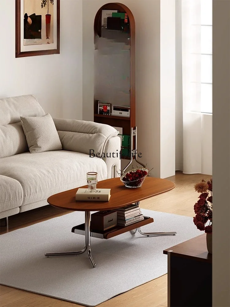 

z.Oval small tea table medium antique solid wood coffee table living room household French high-end small apartment