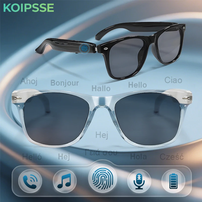 

KOIPSSE Translation+AI Smart Glasses Dual Touch Male Female Music Playback and Voice Call Language Translation Dialogue