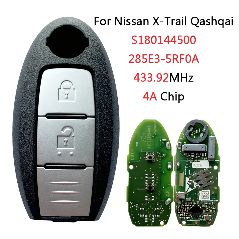 

S180144500 285E3-5RF0A/5RF0C KR5TXN1 2 кнопки 433,92 МГц чип 4A для Nissan Kicks X-Trail 2019 2020 умный брелок с дистанционным управлением