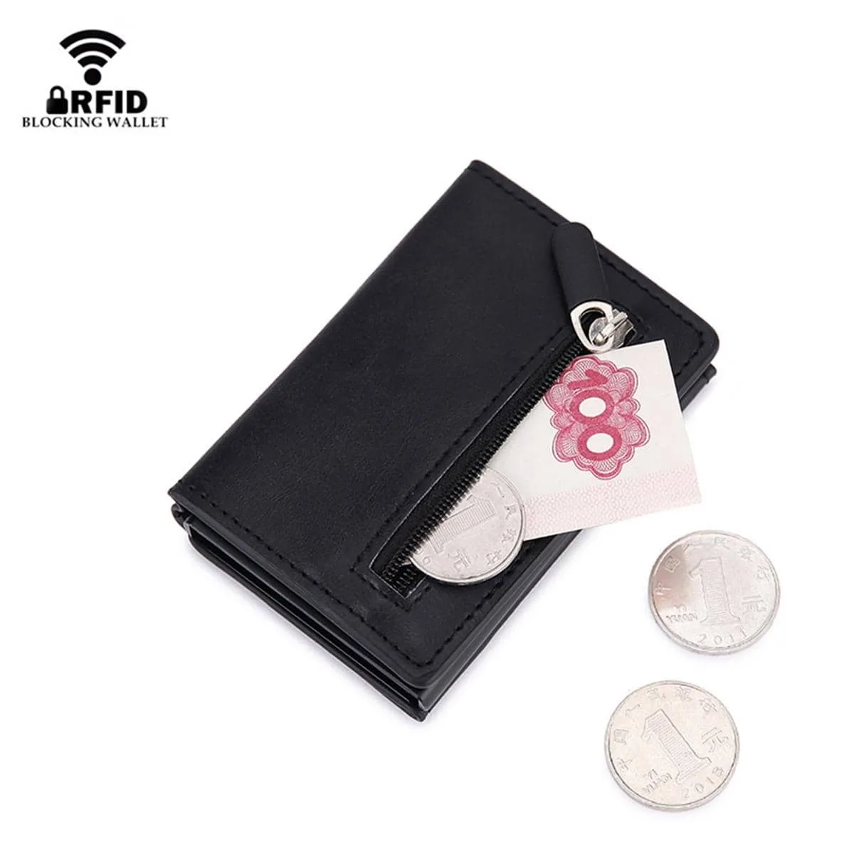 RFID Blocking Card Wallet Magnetic Credit Card Holder Metal Coin Purse Business Bank Cardholder Case Small Money Bag for Men