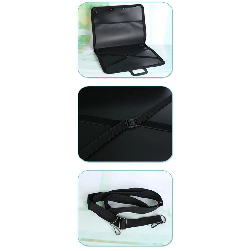 Black Art Portfolio Case Artist Carrying Case Artist Portfolios Case With Shoulder Strap (19X14.7X1.5 Inches)