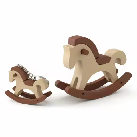 1PCS Cartoon Swaying Horse Statue 3D Printed Rocking Horse Figurine Miniature Horse for Home Office Tabletop Decor Gift Idea