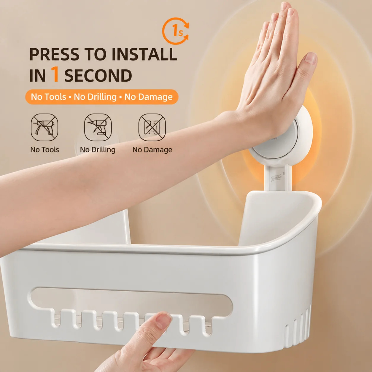1/2PCS No Drill Suction Cup Bathroom Storage Rack Wall Mount Holder Makeup Organizer Toliet Shampoo Holder Kitchen Organizer