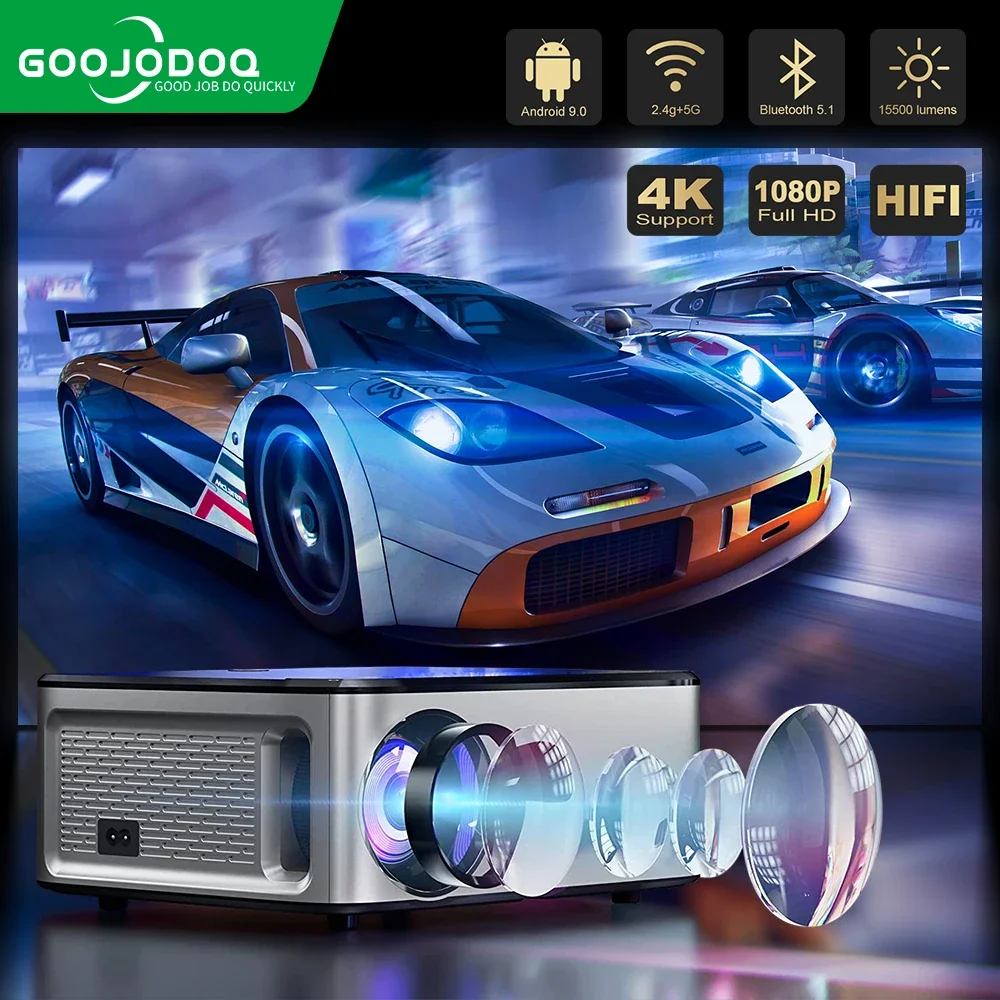 Проектор GOOJODOQ T02, 1080P, 4K, Ultra HD, 1920 × 1080, 2,4 люмен