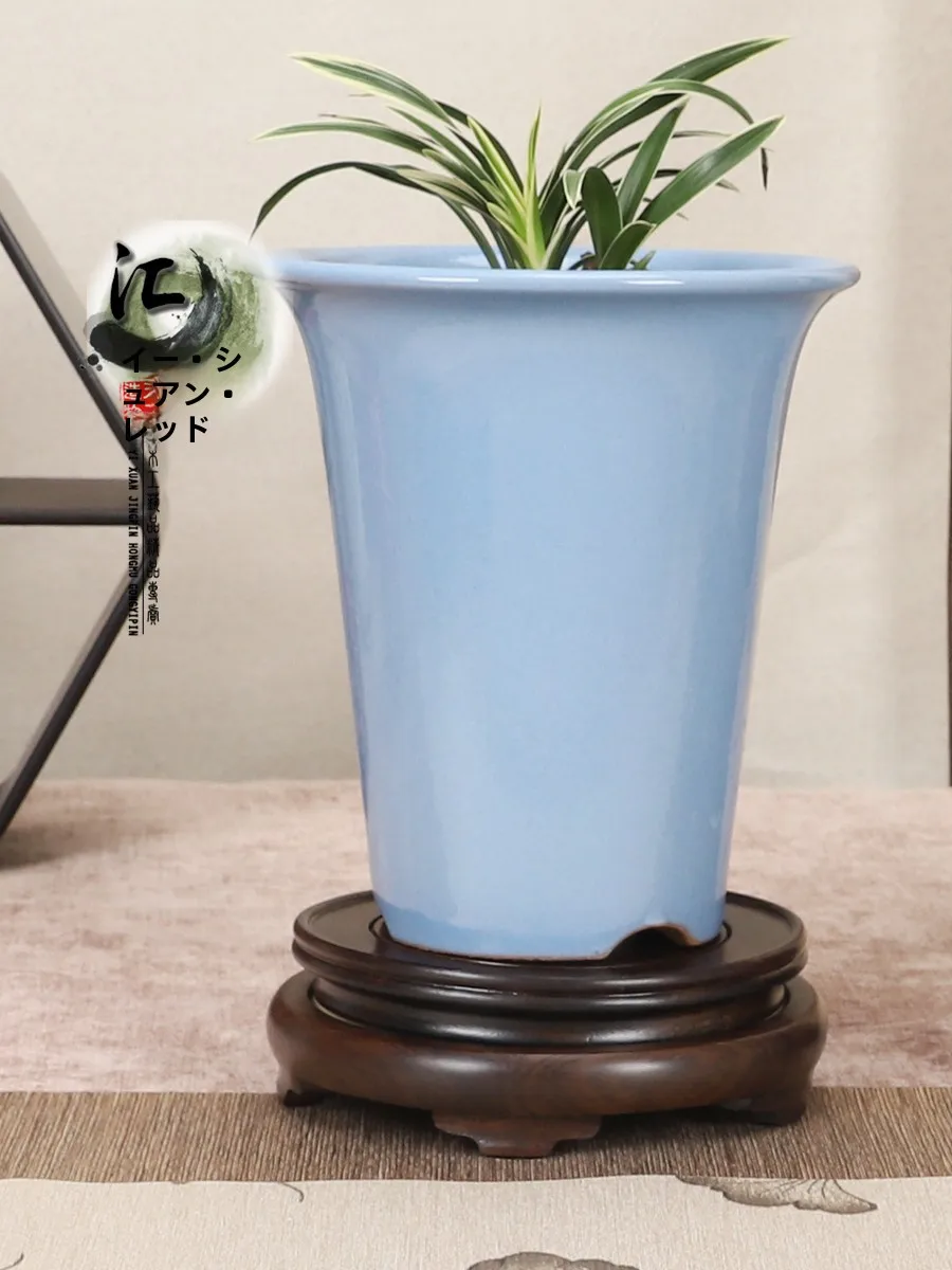 

Rotating Base rican Bla Ebony Wooden Tea Pot Flower Vase Copper Incense Burner round Display Wood Tray Handmade Carving