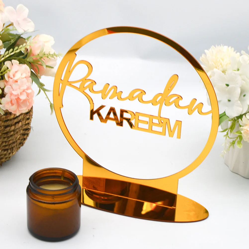 

Double-Sided Acrylic Eid Decor Desktop Mubarak Ramadan Table Ornament Holiday Party Supply Muslim Home Decorations