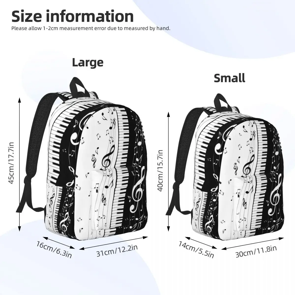 Aesthetic Piano Bag Musical Notes Backpack Unisex School Student Pianos Music Pianist Book Bags Boy Girl Canvas Daypack Gift
