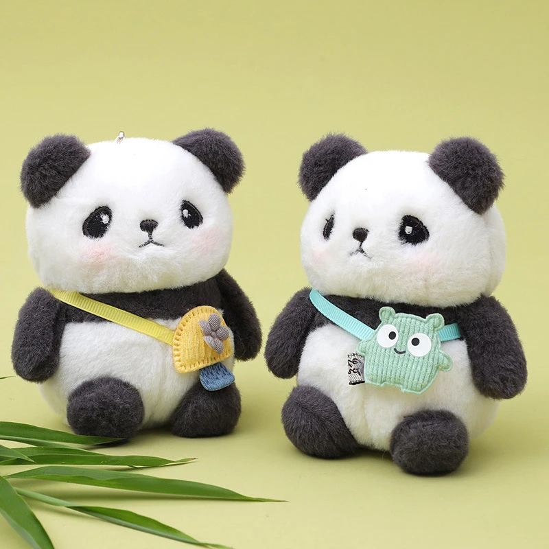 Lindo llavero de Panda de dibujos animados, llavero de coche de felpa de estilo coreano, regalo de Navidad, colgante de Panda, accesorios de llavero de coche