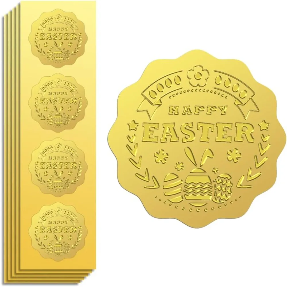 

Наклейки из фольги, тисненые 2 дюйма, 100 шт., счастливая Пасха для подарка, декор для карточек, уплотнения для конвертов, приглашение для семейной вечеринки