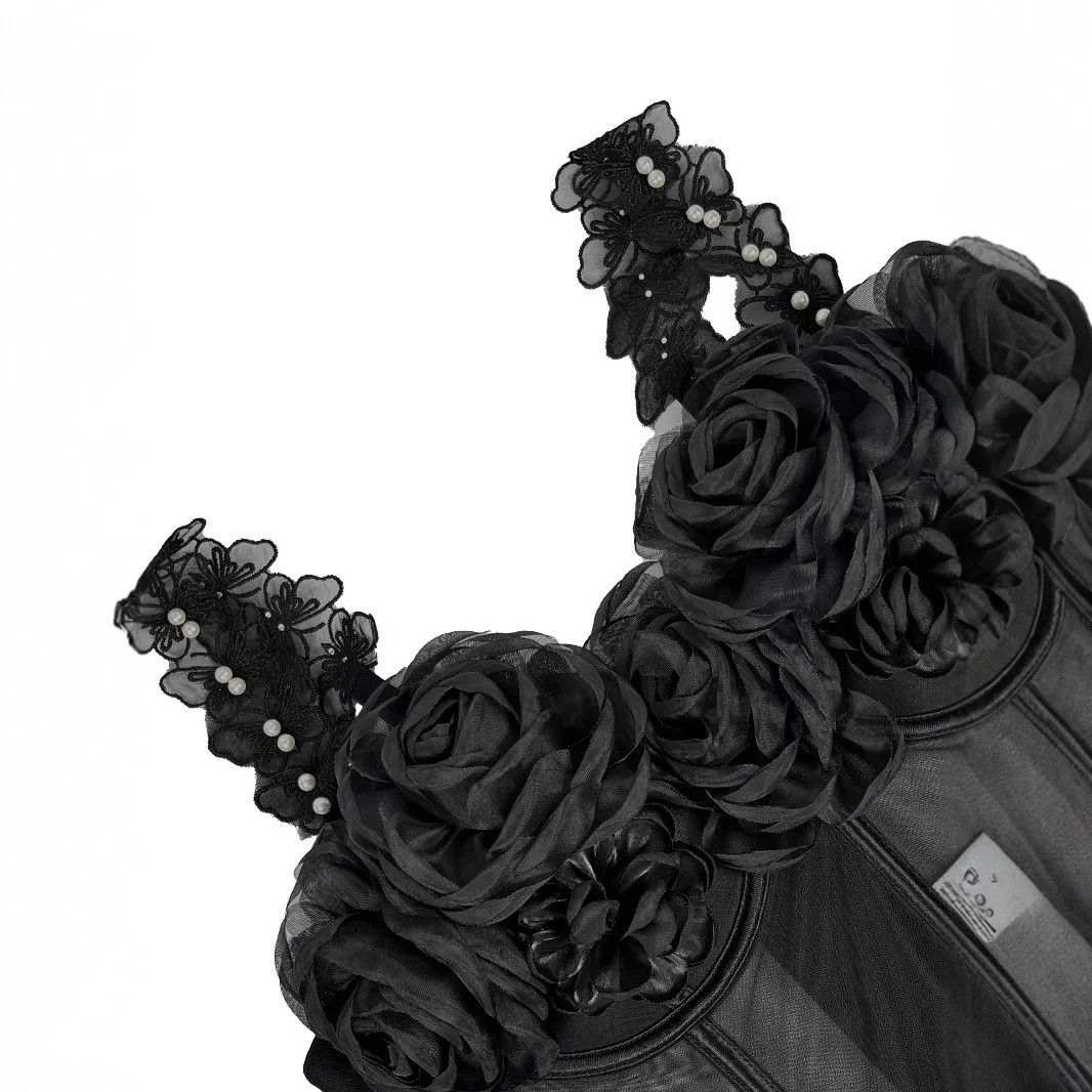 سترة بروتيل بتصميم زهرة اللؤلؤ ثلاثية الأبعاد للنساء ملابس خارجية بدون حمالات على شكل هيكل السمكة #3