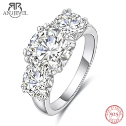 AnuJewel D Cor Moissanite Anel De Noivado, Luxo Três Pedra, 925 Anéis de Prata, Banhado A Ouro 18K, Costumes Jóias, Atacado, 5ctw