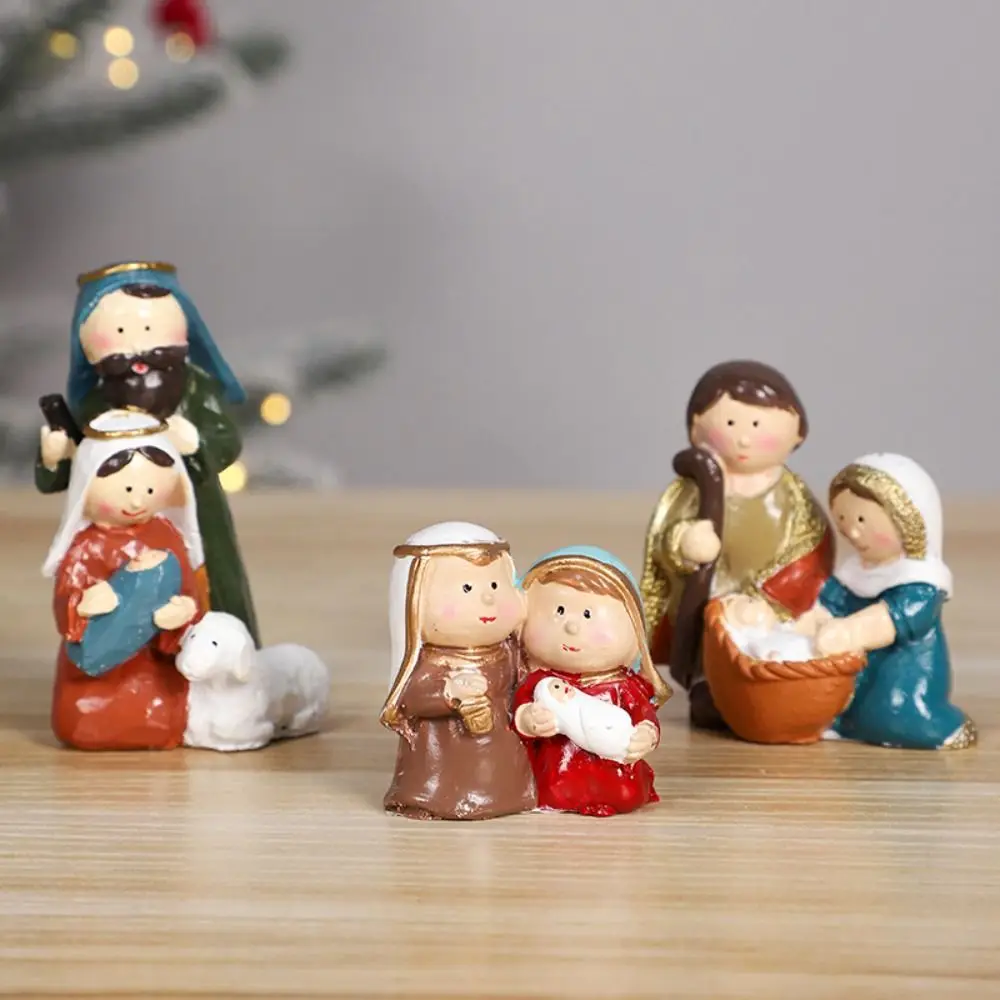 Figura de Belén de Navidad de Acción de Gracias, Virgen María, Jesús con manjedor, decoración del hogar, decoración de mesa creativa de resina para oficina