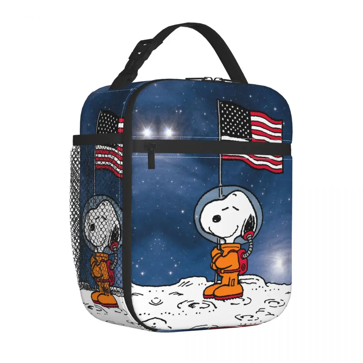 SPACE Snoopy With Flag Astronaut Insulated Lunch Bags Large Meal Container Thermal Bag Tote Lunch Box Office Outdoor Men Women